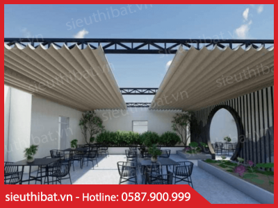 Mô hình bạt mái xếp quán cafe
